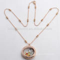 3mm 18" rose gold fashion new design necklace floating charms beaded handmade crystal locket chain necklace